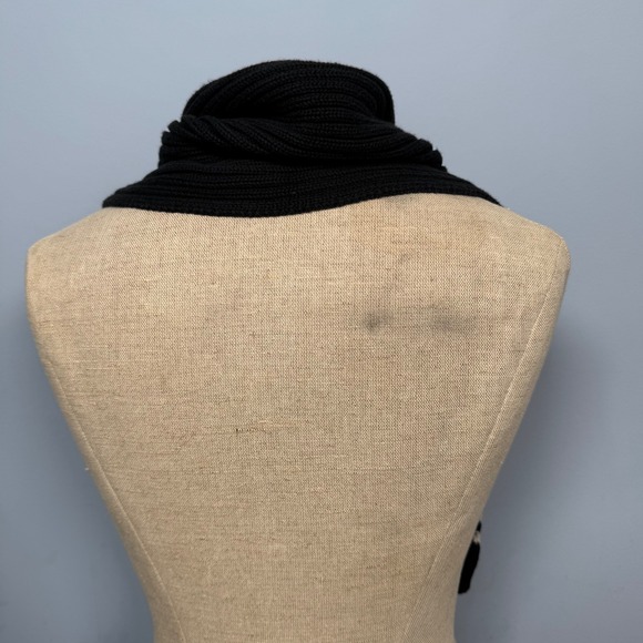 Y2K Polo Ralph Lauren Black Knit Scarf Pony White Stripe Classic Grunge Preppy - Picture 4 of 8